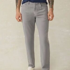 Faherty Men's Stretch Terry 5-Pocket Grey Pants, Size 30 x 30.5